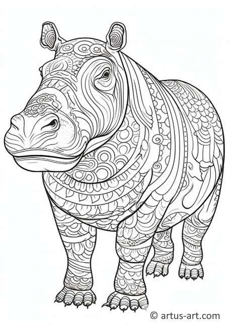 Pagina de colorat cu hipopotam